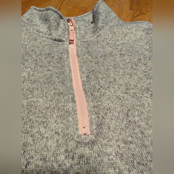 Athletic Works Girls Quarter Zip Fleece Pullover - Grey/Pink - Size L (10-12) - Picture 2 of 7